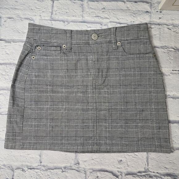 American Eagle Skirt Hi Rise Mini Super Stretch Gray Plaid Acadamia Preppy sz 0 - Picture 1 of 12
